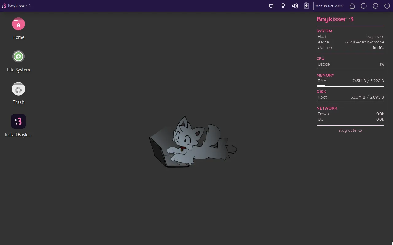 The Boykisser Linux XFCE desktop